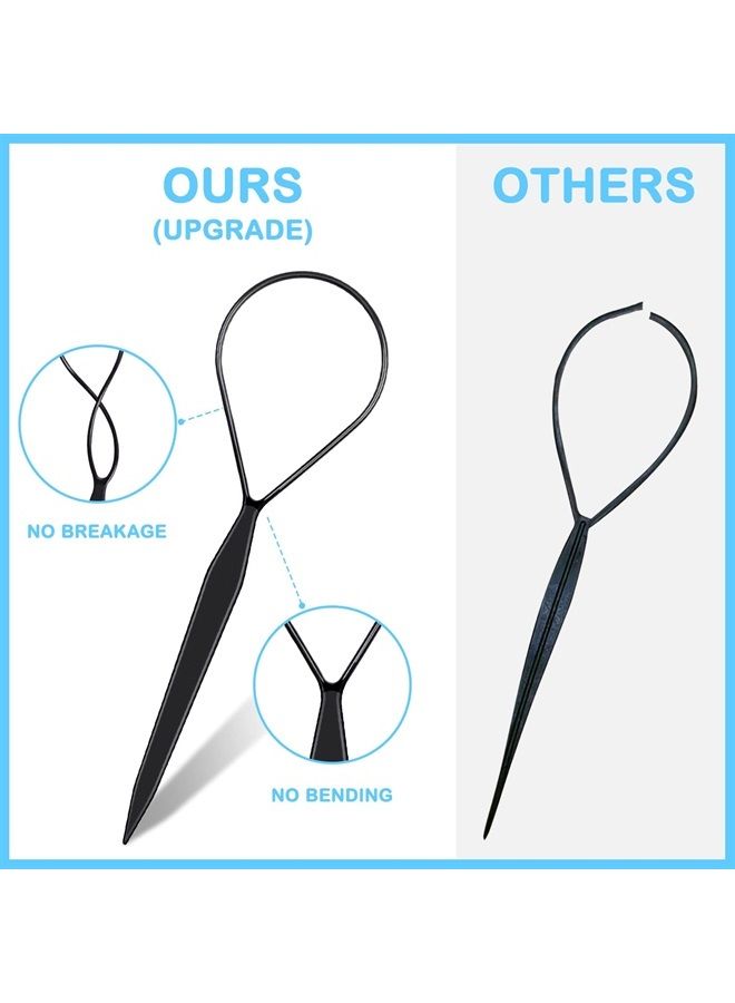 IKOCO Topsy Tail Hair Tool, IKOCO 400pcs Hair Rubber Bands with Hair Loop Styling Tool Set, 200pcs Clear Hair Elastics 200pcs Black Rubber Bands for Hair 2pcs Hair Loop Tools 1pc Rat Tail Comb - Image 2