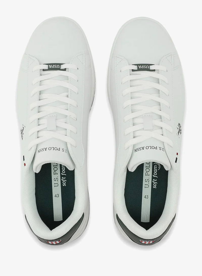 U.S. Polo Assn. white Men's White Sneakers - Classic Design with White Accents, Comfortable Casual Shoes for Everyday Style for Men | Best Price UAE