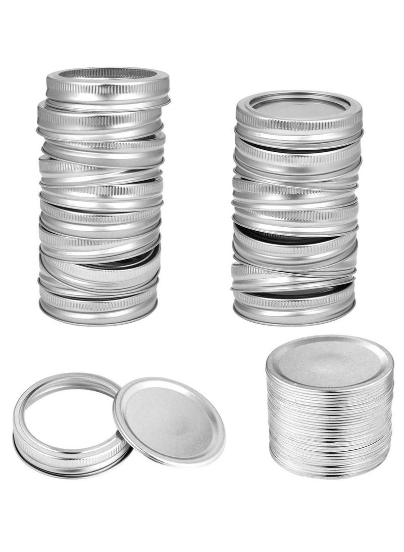 24 Pcs Jar Lids Airtight Metal Regular Mouth Canning Silicone Stretch for Seal the Lid Split-Type Leak Proof and Silver Secure Caps Suction (7cm) - Image 1