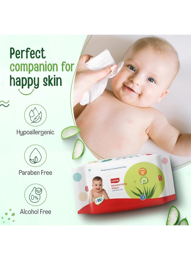 LuvLap Baby Moisturising Wipes with Aloe Vera, 72 Wipes, Pack of 3 Combo - Image 4