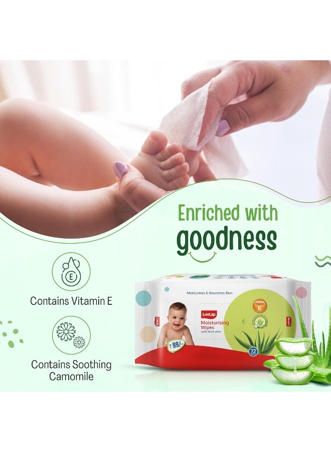 LuvLap Baby Moisturising Wipes with Aloe Vera, 72 Wipes, Pack of 3 Combo - Image 3
