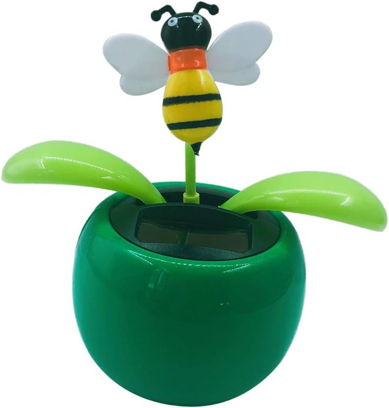 klarako Solar Powered Dancing Swinging Flower Toy Car Dashboard Decor Kids Room Desktop Crafts Furnishing Articles  Honeybee, 10.5x6.5x11.3cm - Image 1