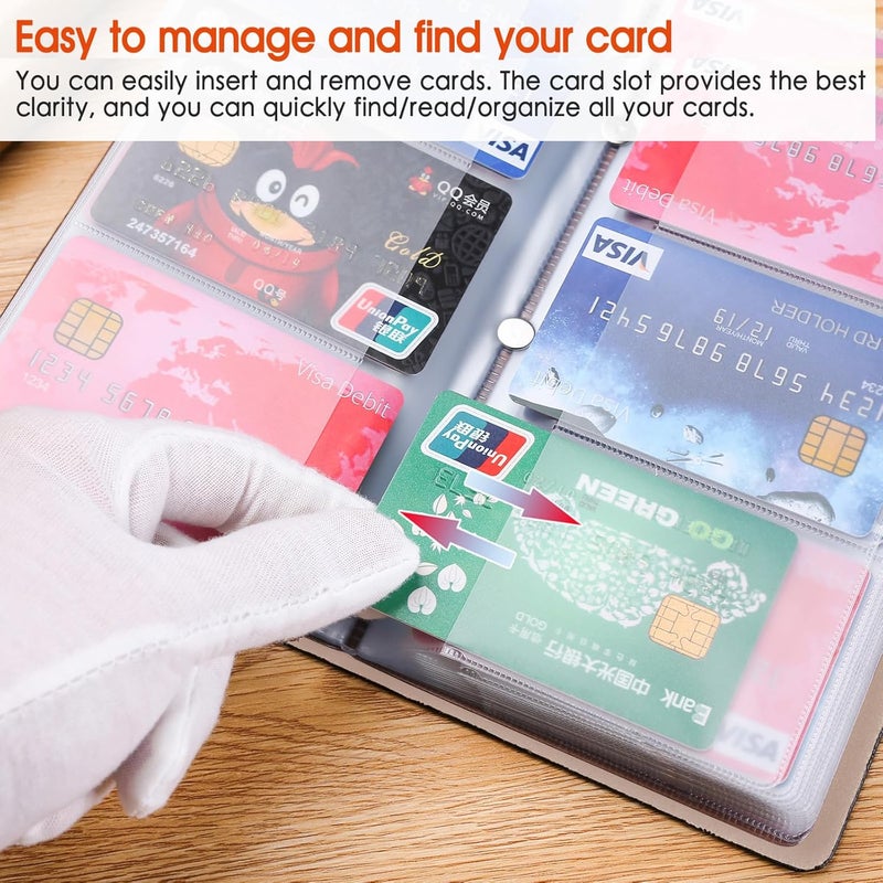 Romozi RFID Credit Card Holder, Leather Business Card Organizer with 96 Card Slots, Credit Card Case for Managing Your Different Cards and Important Documents to Prevent Loss or Damage (Skeleton Flower) - Image 3