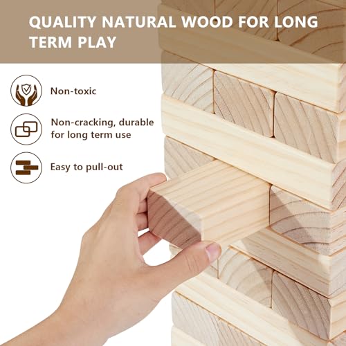 Aivalas Giant Timber Blocks Games 57 Blocks Large Tower Outdoor Games Includes Carry Bag and Scoreboard Wood Stacking Yard Games Grows from 2FT to Over 42FT for Kids Adults Family - Image 5