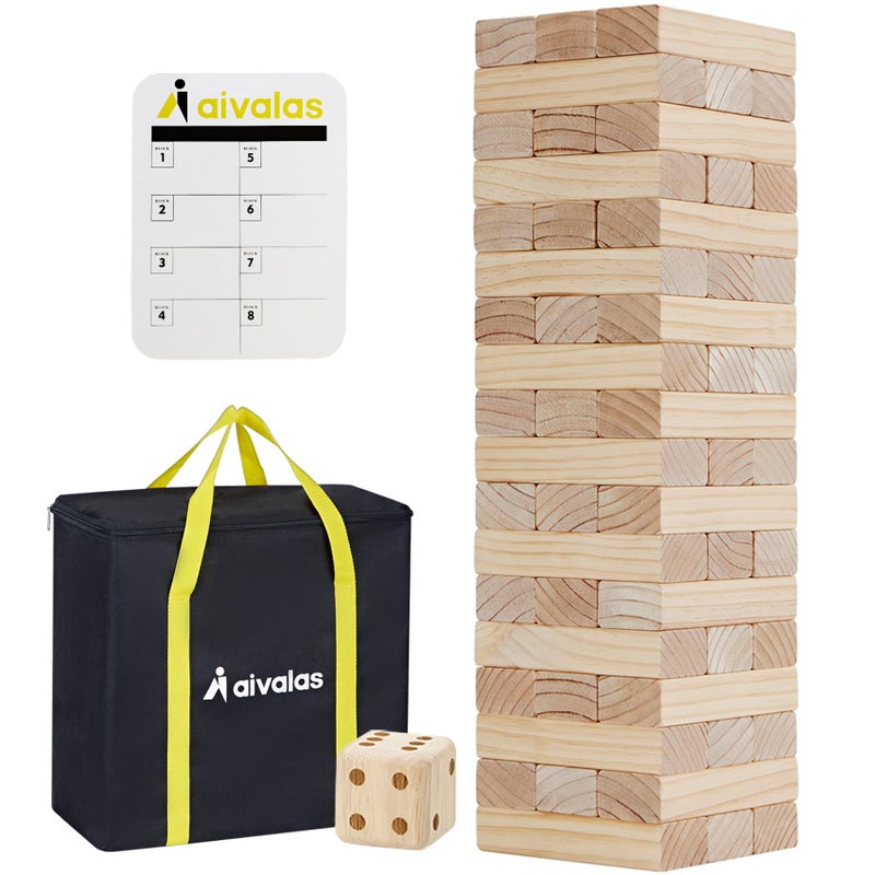 Aivalas Giant Timber Blocks Games 57 Blocks Large Tower Outdoor Games Includes Carry Bag and Scoreboard Wood Stacking Yard Games Grows from 2FT to Over 42FT for Kids Adults Family - Image 4