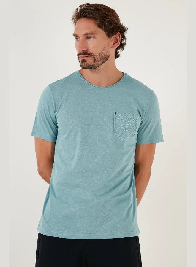 Buratti  Buratti 100% Cotton Slim Fit Crew Neck Pocket T Shirt Men's T SHIRT 5902000 for Men | Best Price UAE