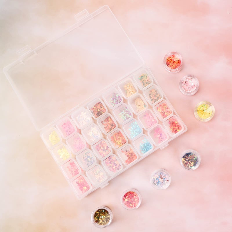 Segbeauty Gem Organizer, Segbeauty Clear Bead Container 28 Compartments with Secure Lids, Removable Tiny Jewelry Storage Box, Transparent Jewelry Organizer for Seeds Craft Making Accessories - Image 2