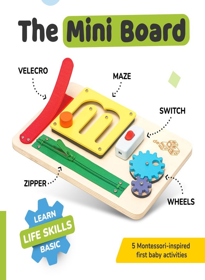 deMoca Sensory Busy Board for Toddlers, Premium Wooden Toddler Busy Board for 1 2 3 Year Old with 10 Educational Activities for Fine Motor Skills, Fidget Activity Toy for Travel Toy (Color) - Image 5