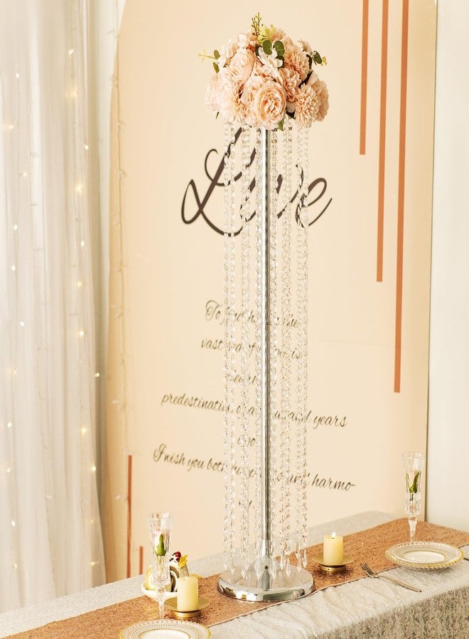 طقم من قطعتين فاخرتين من حاملات الزهور الكريستالية، قطع مركزية لحفلات الزفاف، حامل معدني طويل لتنسيق الزهور، مزهرية زهور للطاولة، مناسبة لحفلات الزفاف والفنادق والديكور المنزلي... - Image 2