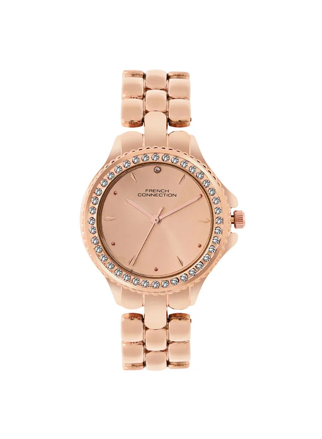 فرنش كونكشن 35mm Women's Quartz Watch with Rose Gold Dial