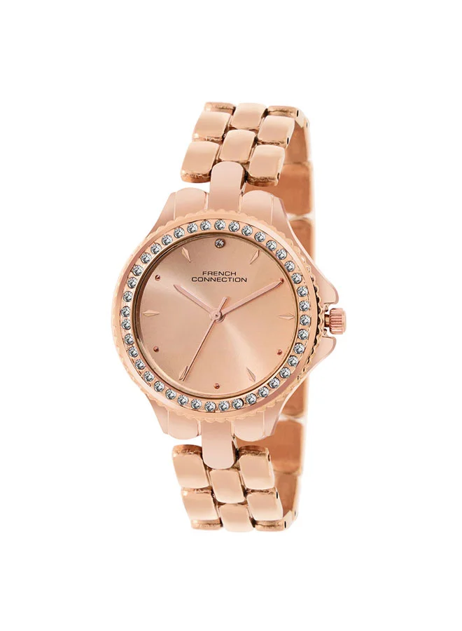 فرنش كونكشن 35mm Women's Quartz Watch with Rose Gold Dial