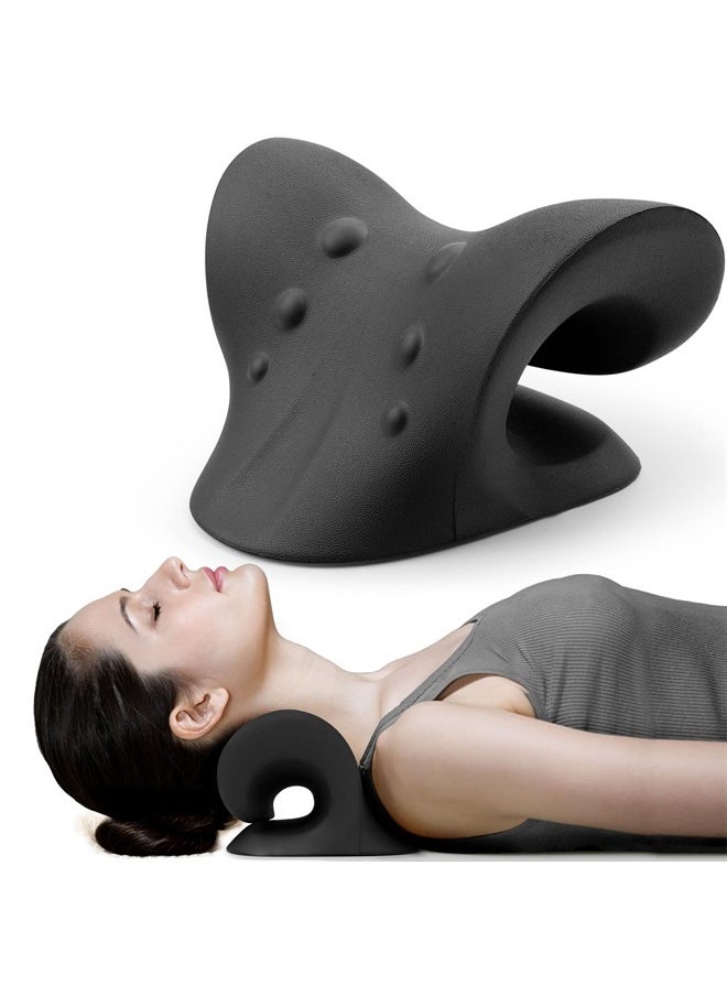 RESTCLOUD Neck and Shoulder Relaxer, Cervical Traction Device for TMJ Pain Relief and Cervical Spine Alignment, Chiropractic Pillow, Neck Stretcher (Black)  - Image 2