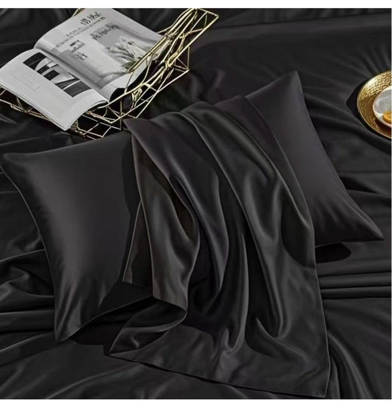 Burgundy Queen Satin Pillowcase Wrinkle Resistant Closure for Bedroom Sofa Decor - Image 2