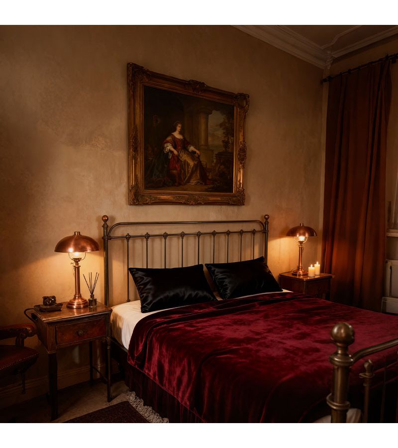 Burgundy Queen Satin Pillowcase Wrinkle Resistant Closure for Bedroom Sofa Decor - Image 1