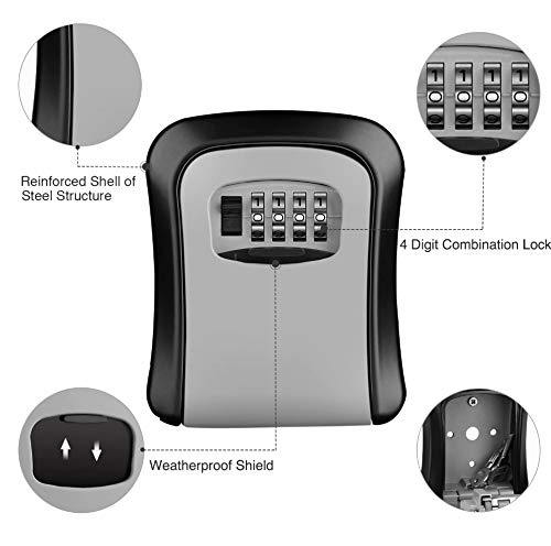 Techzere Combination Key Safe Lock Box - Outdoor Storage With Code Password Security Lock (Black & White) - Image 3