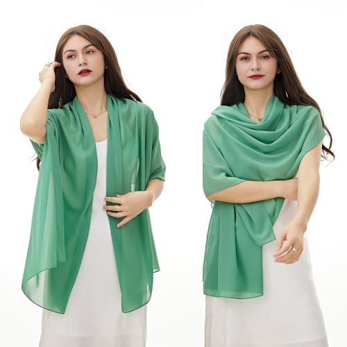 YOUR SMILE for Women Lightweight Breathable Solid Color Soft Chiffon Long Fashion Scarves Sunscreen Shawls (Light Green) - Image 4