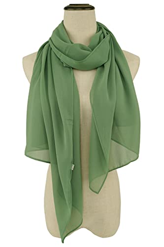 YOUR SMILE for Women Lightweight Breathable Solid Color Soft Chiffon Long Fashion Scarves Sunscreen Shawls (Light Green) - Image 2