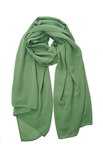 YOUR SMILE for Women Lightweight Breathable Solid Color Soft Chiffon Long Fashion Scarves Sunscreen Shawls (Light Green) - Image 1