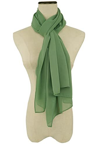 YOUR SMILE for Women Lightweight Breathable Solid Color Soft Chiffon Long Fashion Scarves Sunscreen Shawls (Light Green) - Image 5