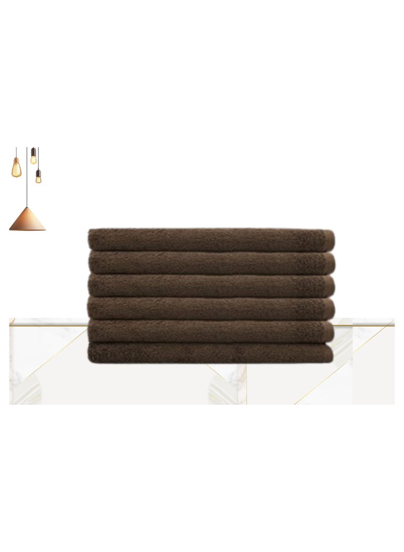 Cotton Hand Towels brown -40x60 cm - 6 pcs