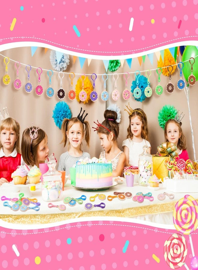 Jadive 72 Pcs Sweet Donut Party Favors Keychain Doughnut Theme Birthday Party Decorations Pendant Ornament for Christmas Boy Girl Gift Souvenirs Reward Treat Goodie Bag Fillers, 18 Colors - Image 4