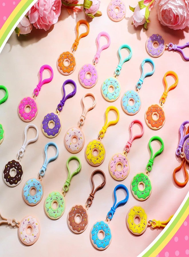 Jadive 72 Pcs Sweet Donut Party Favors Keychain Doughnut Theme Birthday Party Decorations Pendant Ornament for Christmas Boy Girl Gift Souvenirs Reward Treat Goodie Bag Fillers, 18 Colors - Image 3