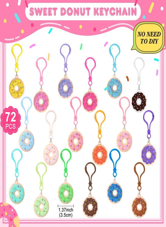 Jadive 72 Pcs Sweet Donut Party Favors Keychain Doughnut Theme Birthday Party Decorations Pendant Ornament for Christmas Boy Girl Gift Souvenirs Reward Treat Goodie Bag Fillers, 18 Colors - Image 2