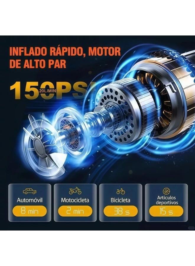 Portable Tire Inflator Air Compressor 100 PSI, Dual Cylinder 12V Electric Air Pump with Digital LED Display, Auto Shut-Off, Fast Inflation for Car Motorcycle Bicycle, with Repair Kit & Carry Case - Image 4