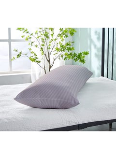 Hotel Linen Klub Krude Long Body Pillow 1pc, Fabric: 100% Polyester 85 GSM Microfiber 1 cm Stripe Super Soft, Filling: 1300 gm Hollow Fiber Comfort, Breathable & Ultra Soft Size: 45 x 120 cm, Color: Light Grey  - Image 2