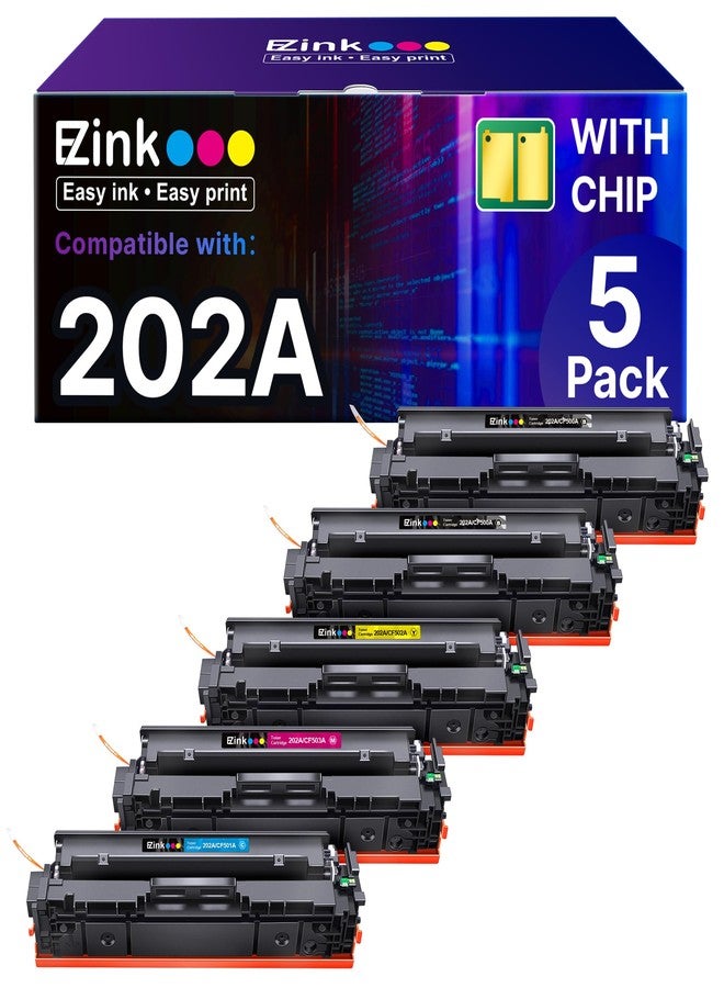 E-Z Ink Compatible Toner Cartridge Replacement for HP 202A 202X CF500X CF500A to use with Color Laserjet Pro MFP M281fdw M281cdw M281fdn M254dw M254 M281 (2 Black Cyan Magenta Yellow, 5-Pack) - Image 1
