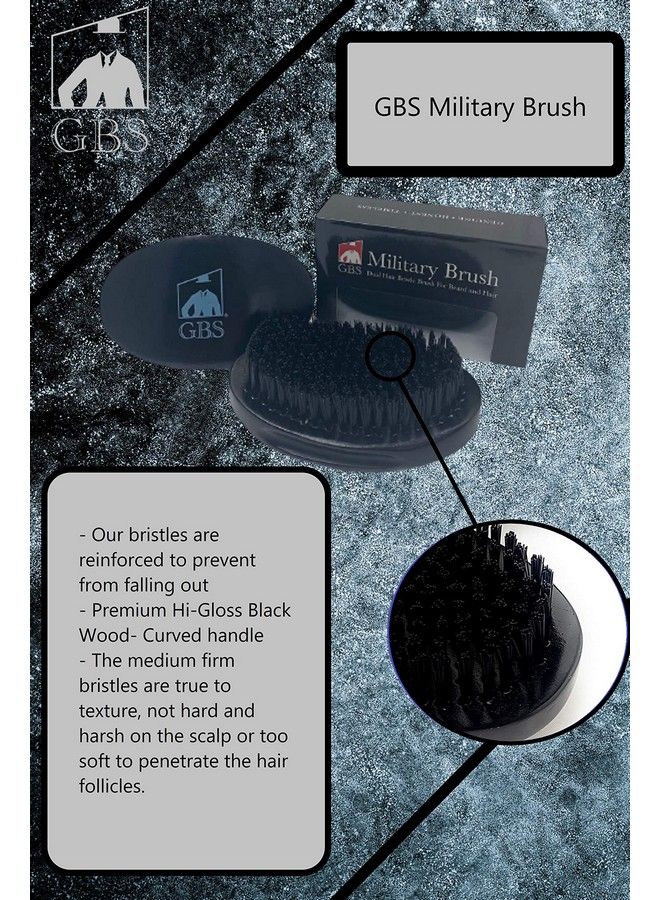 G.B.S Military Style Hair Brush Dual Hair Bristle Brush for Beard and Hair HiGloss Block Wood Animal freeVegan Bristles Firm Bristles Military Style over 2000 Bristles Men’s daily Grooming (BLACK) - Image 3