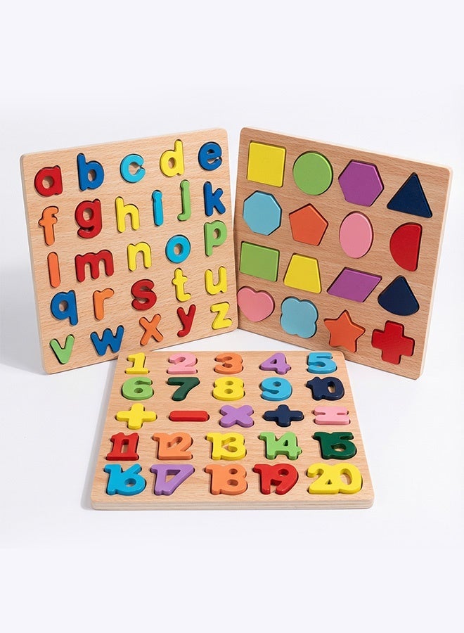 لوحة ألغاز الأشكال والأرقام ABCD – لعبة تعليمية مونتيسوري مع أحرف ABCD صغيرة، أرقام وأشكال، لوحة نشاط تعليمية داخلية وخارجية للأطفال من عمر 3 سنوات فما فوق - Image 1