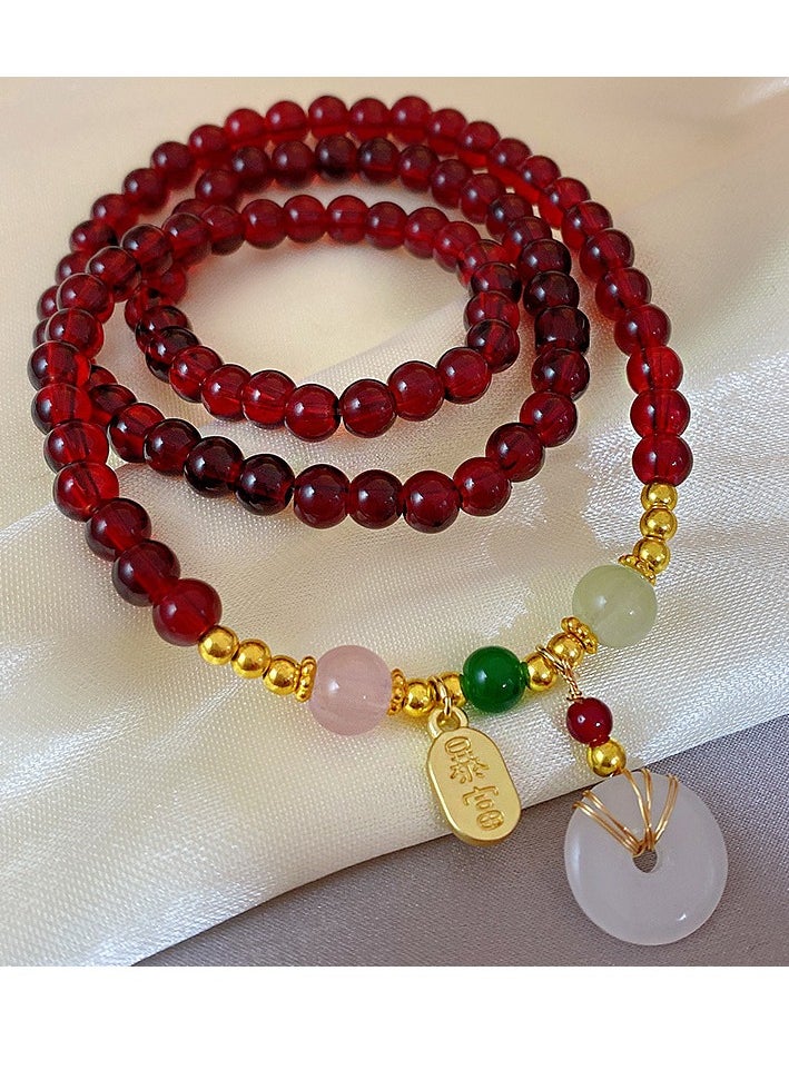 Generic Two-in-one necklace and bracelet chain, multi-ring tourmaline peace clasps, fashionable and versatile  - Image 2