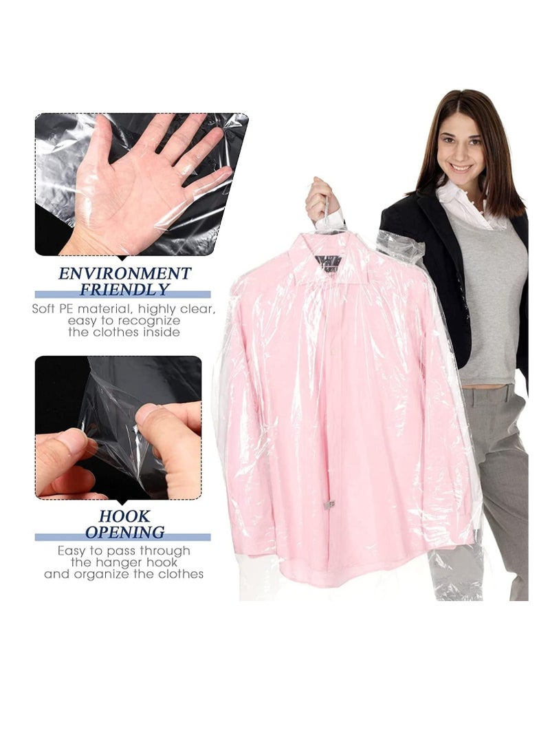 50Pcs Garment Bags Clear Clothing Dust Cover Hanging Closet Storage Bags Shoulder Protectors Cover Shield for Home Closet 60 * 150cm, Style 01-Clear  - Image 3