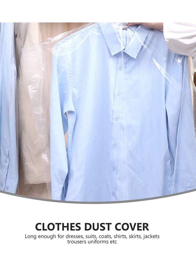 50Pcs Garment Bags Clear Clothing Dust Cover Hanging Closet Storage Bags Shoulder Protectors Cover Shield for Home Closet 60 * 150cm, Style 01-Clear  - Image 2