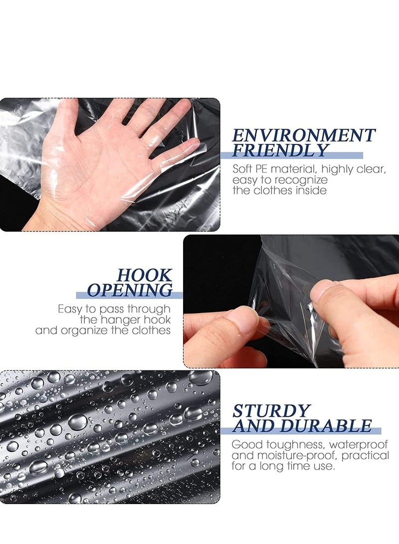 50Pcs Garment Bags Clear Clothing Dust Cover Hanging Closet Storage Bags Shoulder Protectors Cover Shield for Home Closet 60 * 150cm, Style 01-Clear  - Image 4
