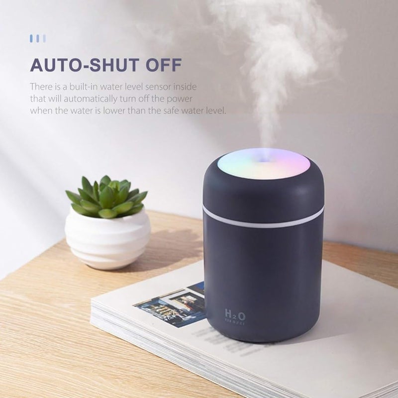ONISHOMES ONISHOMES Portable Night Light Quiet Auto Shut Off 2 Mist Modes Colorful Cool 300mL Car Mist Mini Humidifier Aroma Essential USB Personal Desktop Cool Humidifier for Car Office Room Bedroom - Image 5