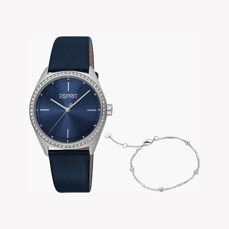 ESPRIT Women's Blue Leather Watch, Blue Dial|ES1L289L0025 - Image 1