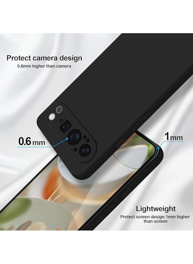 Google Pixel 9 Pro 5G Liquid Gel Rubber Bumper Case with Soft Microfiber Lining Cushion Slim Hard Shell Shockproof Protective Cover for Google Pixel 9 Pro Black  - Image 3