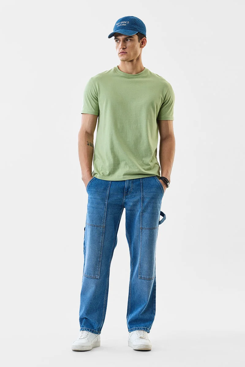 سنيتش Blue Applique Loose Fit Casual Jeans