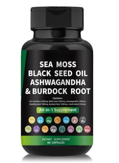 BIYODE Organic Sea Moss Capsules - Burdock Root, Irish Moss and Bladderwrack Capsules for Immune System, Gut, Skin & Energy - 60 Irish SeaMoss Pills with Raw Sea Moss Powder  - Image 1