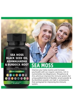 BIYODE Organic Sea Moss Capsules - Burdock Root, Irish Moss and Bladderwrack Capsules for Immune System, Gut, Skin & Energy - 60 Irish SeaMoss Pills with Raw Sea Moss Powder  - Image 2
