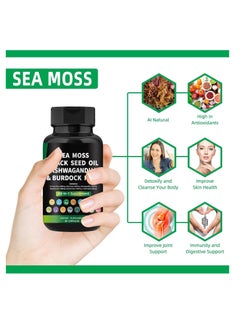 BIYODE Organic Sea Moss Capsules - Burdock Root, Irish Moss and Bladderwrack Capsules for Immune System, Gut, Skin & Energy - 60 Irish SeaMoss Pills with Raw Sea Moss Powder  - Image 3
