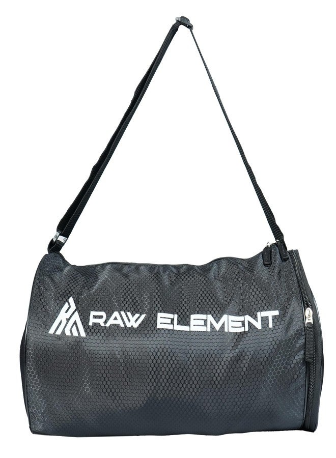 RAW ELEMENT 20L Unisex Waterproof Gym & Travel Duffel Bag with Adjustable Strap, Side Handle, Spacious, Lightweight & Easy Carry (Black) - Image 1