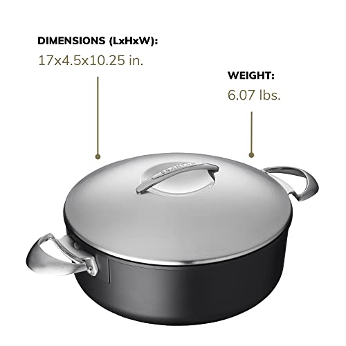 Scanpan Professional 4 1/2 qt Nonstick Low Sauce Pot with Lid - Compatible with All Cooktops, Induction Ready, Metal Utensil Safe, Oven Safe to 500°F, Dishwasher Safe - Image 4