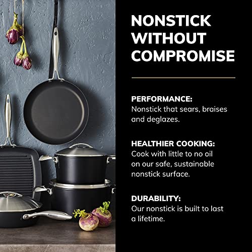 Scanpan Professional 4 1/2 qt Nonstick Low Sauce Pot with Lid - Compatible with All Cooktops, Induction Ready, Metal Utensil Safe, Oven Safe to 500°F, Dishwasher Safe - Image 3