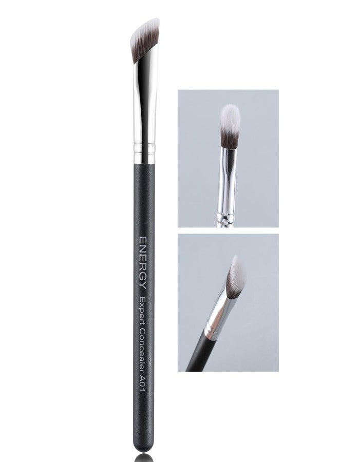 ENERGY Concealer Brush Under Eye Angled Nose Contour Brush for Powder Foundation Eyeshadow Concealer with Liquid Cream Powder Concealing Blending Contouring Triangled Vegan Face Brush Large, Black - Image 1