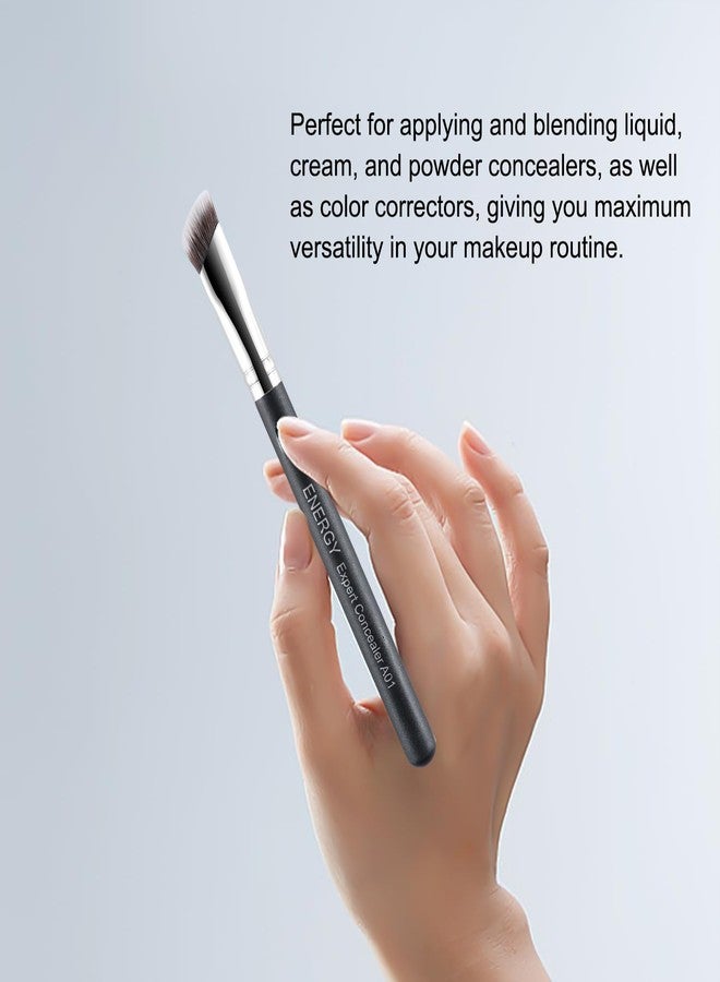 ENERGY Concealer Brush Under Eye Angled Nose Contour Brush for Powder Foundation Eyeshadow Concealer with Liquid Cream Powder Concealing Blending Contouring Triangled Vegan Face Brush Large, Black - Image 4