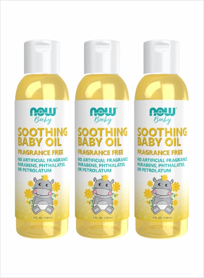 Now Essential Oils Soothing Baby Fragrance-Free Oil – 118ml (Pack of 3)