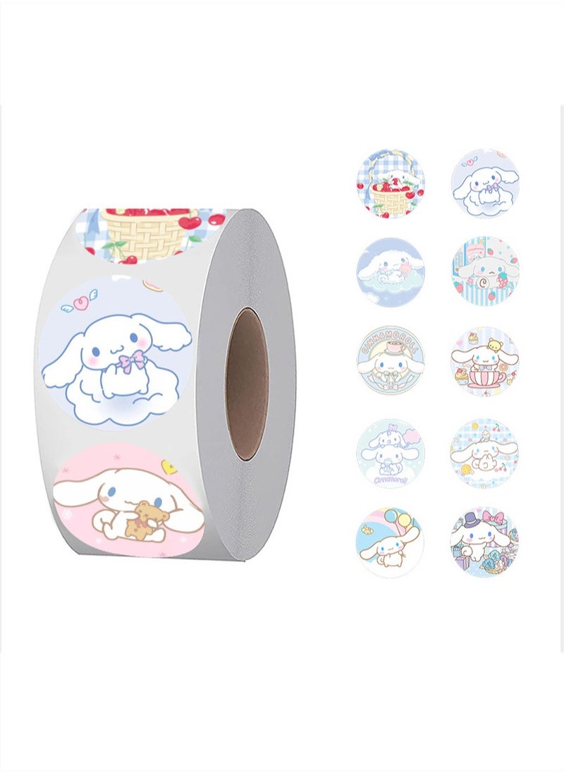 Generic 500 PCS Cinnamoroll Dog Decoration Cartoon Stickers, Diameter 1 Inch Round Self Adhesive Label DIY Manual Envelope Seal Stickers Roll for Cards Gift Envelopes Boxes  - Image 1
